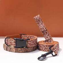 Conjunto de coleira e guia para cães com estampa de animais da selva | Estampa de leopardo/zebra/leão/zebra, ajustável, em nylon macio, com fivela de liberação rápida e alça | Para cães de pequeno, médio e grande porte (PP/P/M/G/GG)