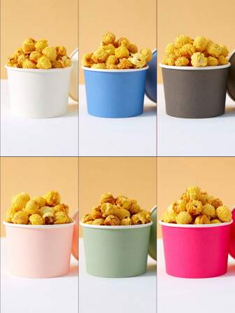 10pcs/25pcs Disposable Solid Color Paper Bowls, Cups, Ice Cream Cups, Snack Boxes, Birthday Party Decorations, Suitable For Party, Picnic, Restaurant, Takeout, Disposable Tableware