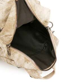 2025年新款中号旅行背包女背包女式真皮背包女孩女士书包 - 卡其色 - 查看 7