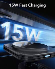 MagSafe Cargador Inalámbrico de Coche, Cargador inalámbrico magnético de 15 W, Soporte para salpicadero de ventilación para iPhone Air 17 Pro MAX 16 15 14 13 12 y Galaxy S25 - A - Ver 3