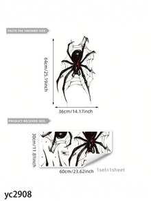1PC Large Halloween Spider Wall Decal - Creepy Black PVC Sticker, Removable & Self-Adhesive For Living Room, Bedroom, Entryway Decor - Traditional Cartoon Style, Halloween Decorations Halloween Decor Christmas Decoration Thanksgiving Wedding Home Decor Home Decor Fall Decor Autumn Decor Birthday Decorations For Gifts Party Supplies Indoor Holiday Festival Decor Wall Decor Halloween Ornaments - Black - View 9