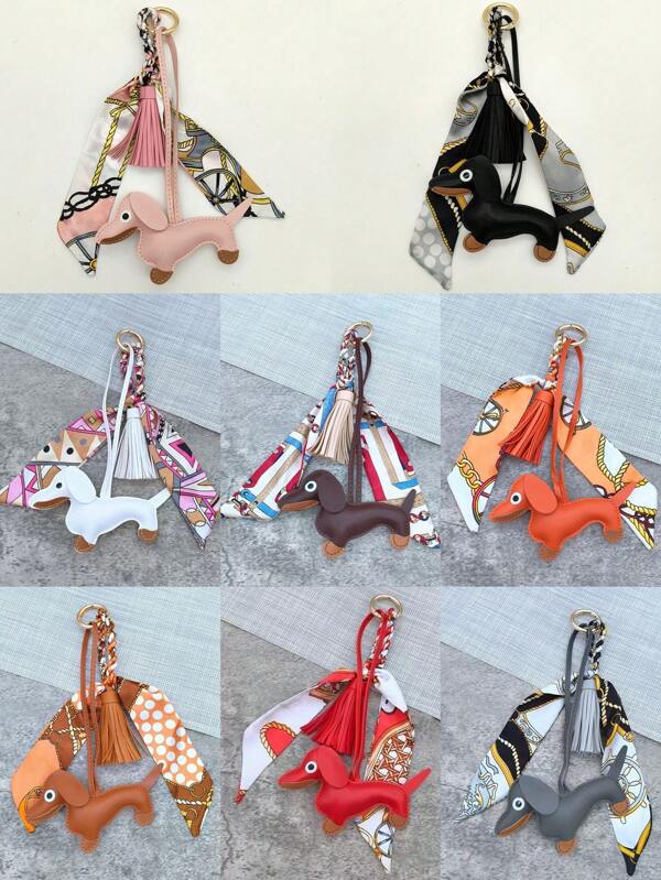 Tasseled Bag Charm, Dachshund Dog Pendant, Scarf Wrist Strap, Backpack Decoration Pendant, Animal Backpack Charm, Cartoon Charm, Dog Charm, Cute Charm, Backpack Pendant, Dachshund Dog Keychain, Fashion Keychain, Cartoon Keychain, Animal Keychain