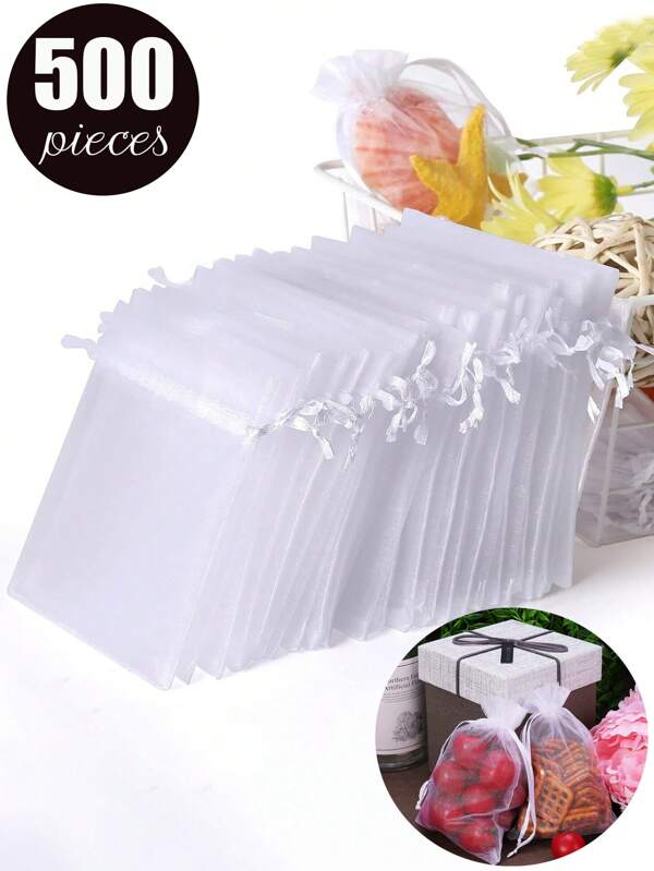 500/100/50/1 sacs-cadeaux en organza de différentes couleurs et tailles, sacs à bijoux, petits sacs en maille, sacs à cordon, sacs-cadeaux de mariage, sacs pour bracelets, utilisés pour l'emballage de sacs transparents, sacs à bijoux, petits cadeaux, sacs d'emballage cadeaux