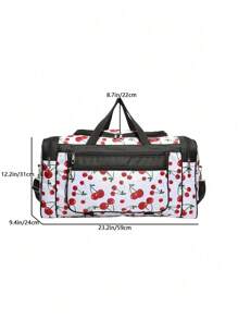 New Versatile Cherry Accent Travel Bag, Simple Large Capacity Shoulder Hand Carry Bag, Casual Foldable Outdoor Short Trip Bag, Storage Bag, Shoulder Crossbody Bag