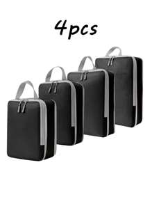 4 PIEZAS Cubos de embalaje de compresión para organizadores de viaje, organizadores de embalaje de viaje, cubos de equipaje para empacar ultraligeros y expandibles, bolsas de cubos de embalaje de compresión de viaje, organizadores de equipaje portátiles, estuches de almacenamiento de equipaje a prueba de agua, organizador de ropa para cajones