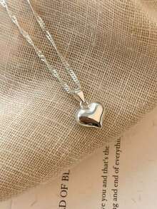 Collar con colgante de corazón de plata de ley - perfecto para uso diario en San Valentín - collar de amor - Ver 9