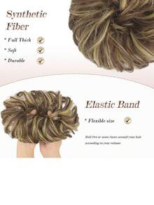1件装女士优雅卷发发髻发圈合成发绳发饰休闲发饰，马尾辫发圈，发绳，发圈马尾辫发带，发圈头饰 - 彩色 - 查看 4