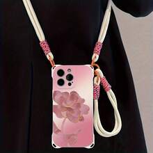 Funda para teléfono 1 pieza Una elegante correa para el hombro tipo bandolera, patrón Correa para el hombro tipo bandolera Correa de mano anticaída de cuatro esquinas Funda protectora para teléfono móvil Puede colgarse hacia atrás Funda para teléfono móvil suave adecuada para la serie 12 13 14 15 16 Pro Pro Plus - - Colores mixtos 1 - Ver 3