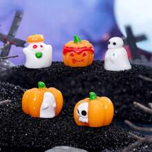 9pcs Halloween Pumpkin, Ghost & Goblin Miniature Decorative Items For Desktop Ornament