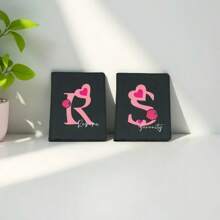 1 Peça Porta-Passaporte de Couro PU Personalizado com Coração Rosa e Letra em Inglês Impressa, Nome Personalizado para Casais, Amigos, Aniversário, Viagem, Feriado, Presentes Corporativos