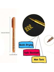 12支金属马克笔，细头金属马克笔，适用于岩石绘画、黑纸、卡片制作、剪贴簿工艺品、DIY相册返校 - 彩色 - 查看 2