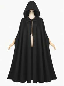 1件针织面料超宽松褶皱中世纪连帽长袍巫师斗篷，适合所有季节，万圣节春季适用 - 彩色 - 查看 9