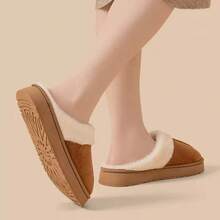 Zapatillas de casa de forro polar para mujer, ideales para interiores en otoño e invierno, con suela gruesa de EVA antideslizante. La versión de invierno cuenta con un forro de pelo, cálido y cómodo para exteriores. - Café integral - Ver 2