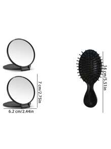 6/12 piezas Espejo de maquillaje pequeño y redondo, plegable y portátil, para uso diario y de viaje, regalo para el Día de la Madre (Negro)