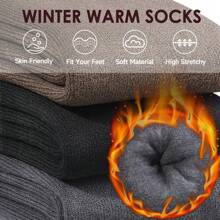 3/6 Pairs Of Men's Warm Thick Thermal Lined Hiking Socks, Soft And Comfortable For Cold Weather, Winter, Ski Winter Sports And Winter Outdoor Sports(Random Color)