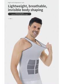 Men's Slimming Compression Tank Top Body Shaper Vest - Tummy Control Abs Muscle Design Undershirt For Workout & Everyday Wear