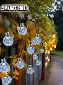 1 pièce Guirlande lumineuse solaire cristalline pour l'extérieur, 100/50/20 LED, 8 modes d'éclairage, étanche IP65, décoration extérieure, convient pour les jardins, les cours, les terrasses, les mariages, les fêtes, Noël, Halloween, la Saint-Valentin et autres guirlandes décoratives (lumière chaude, lumière blanche, lumière colorée, lumière violette)