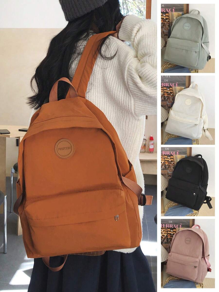 纯色大容量轻便防水背包，适合女大学生和白领，非常适合学校，大学，工作，商务，通勤，返校，学校背包，大容量，笔记本电脑隔层，便携，适合十年以上女学生背包，大学，小学，初中，高中，工作，商务，通勤，户外，旅行