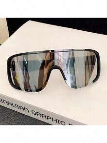 Cycling Glasses, Windproof And Sand-Proof Mountain Protection Goggles, And UV-Protective Sunglasses Fashionable Large Frame One-Piece Lens Glasses For Men, Slim Face, Brown Street Photography Mask Sunglasse For Women, Internet Celebrities, The Best Gift For Men Womens Polarized Case Strap Organizer Holder For Car Transparent Polarized Uv Protection - 銀色 - 查看 4