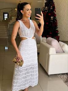 Women Sweater Dresses - White - View 1