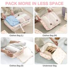 8pcs Travel Packing Cubes Set,Travel Portable Clothes Storage Bags, Compression Storage Shoe Bag, Clothing Underwear Bag, Luggage Packing Organizers,Pack Your Luggage With Ease ,Travel Essential Accessories - 米底蝴蝶結 - 查看 4