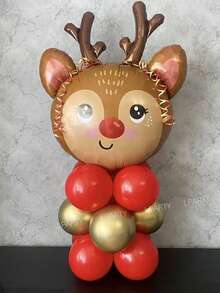 10 piezas/19 piezas/15 piezas Globos decorativos para fiesta de Navidad, renos gigantes, bastones de caramelo globos de papel de aluminio, globos rojos con forma de estrella de 18", globos transparentes de 24" (para envolver regalos), globos de látex rojos y dorados metálicos de 10", globos de látex rojos y dorados metálicos de 5", adecuados para Año Nuevo, Nochevieja, decoración de habitación 2026, arreglo interior - Multicolor - Ver 6