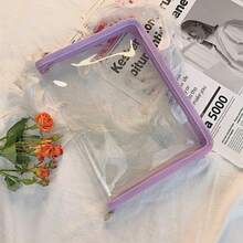 Bolsa organizadora de almacenamiento transparente con purpurina de PVC PP, bolsa de archivo con cremallera A5 A4, estuche para carpetas de archivos, bolsas, soporte de papelería - BK - Ver 9