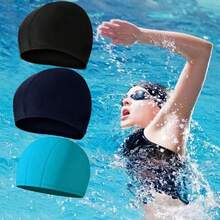 1pc Breathable Stretch Swim Cap With Non-Slip Design And Ear Protection Waterproof Swimming Cap For Men And Women - Ear Protection And Perfect For Long Curly Hair - Ideal For Adult Training Colors Silicone Swimming Caps