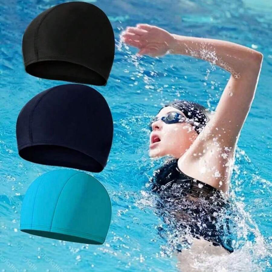 1pc Breathable Stretch Swim Cap With Non-Slip Design And Ear Protection Waterproof Swimming Cap For Men And Women - Ear Protection And Perfect For Long Curly Hair - Ideal For Adult Training Colors Silicone Swimming Caps