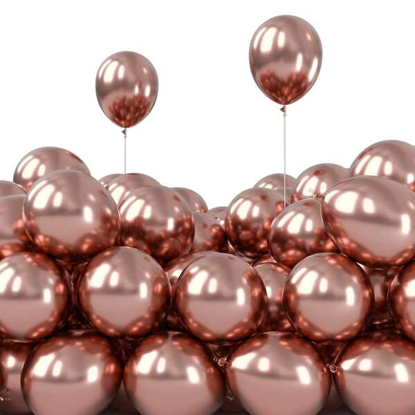 50/100 pezzi Palloncini metallici color oro rosa, palloncini color oro rosa cromato da 5 pollici, per decorazioni di feste di compleanno a tema principessa rosa, matrimoni, feste, festa per fidanzamenti, anniversari