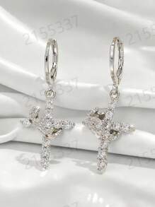 Fashion Elegant/Retro Copper Micro-Inlay Cross Earrings