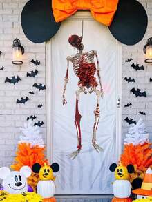 1 Stück Halloween-thematischer beängstigender Anhänger: Skelett & Geist 2D Aufkleber, erstklassiges Requisit für spukende Häuser für Partyspaß - Verschiedenfarbig - Übersicht 9