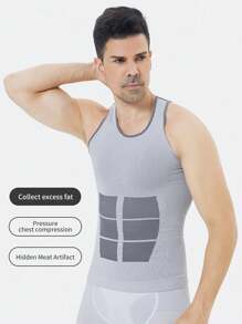 Men's Slimming Compression Tank Top Body Shaper Vest - Tummy Control Abs Muscle Design Undershirt For Workout & Everyday Wear