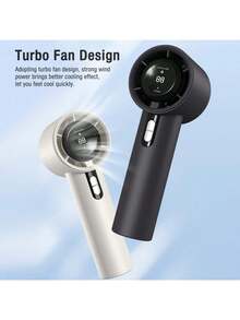 Handheld Fan [100-Speed Turbo Wind Pro],5000mAh Portable Rechargeable Fan With LED Display, Powerful Motor, Summer Essentials For Travel,Beach,Vacation,Makeup,Concerts,Cruise - White - View 10