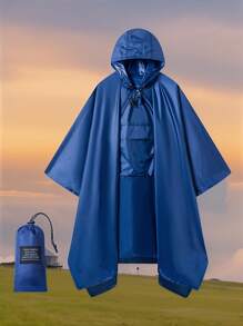 Poncho de ploaie multifuncțional 3 în 1 cu glugă și nasturi la decolteu, pelerină de ploaie portabilă cu buzunare, jachetă de ploaie ușoară pentru activități în aer liber pentru adulți