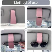 Sunglasses Holder For Car Visor Leather Magnetic Sunglass Holder For Car With Clip Pink - Pink - View 3