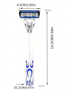 Men's And Women's Universal Manual Shaver, 6-Layer Stainless Steel Hair Removal Razor Blade, Replaceable Shaver Head Shaving Tool, Suitable For Men's Hair Removal, Facial Hair Removal, Barber, Hair Clipper, Hair Accessories, Hair Cutting, Anti Slip Handle, Personal Care And Gifts