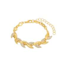 سوار أنيق معلق به ورقة من طبقة الذهب ال- 18 قيراط، مرصع بالراين ستون، مناسب للزفاف والسفر والنزهات والحفلات وأوقات الصيف، مجوهرات غربية وإكسسوارات شاطئية وأحداث رسمية