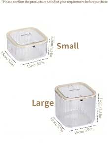 2pcs/1pc Elegant Hair Accessory Jar, Creative Lid Storage Box, Hair Clips, Hair Ties, Hair Bands, Hair Hoops Organizer Box, Multi-Function Makeup Powder, Makeup Sponge, Makeup Brush Tool Storage Box, Vanity And Bathroom Waterproof Dustproof Storage Box, Made Of High Transparency PET Material, Suitable For Dorm, Hotel, Bedroom