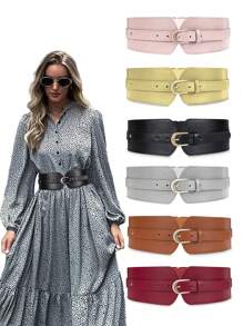 1PC Women's Wide-Brimmed Retro Elastic Belt PU Leather Fashion With Suit Dress Coat Waist Elastic Decoration Waist Wear Show Your Perfect Figure Halloween Waist Trainer Women Corset Belt Accessories For Ladies For Dress Western Cowboy Cowgirl Country Wear Vintage Women Corset Belt For Dress,Waist Trainer Waist-Shaping For Waist Slimming And Tummy Control