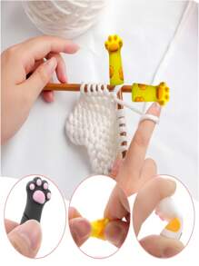 6 Stücke Stichstopper, Häkelnadel-Schützer, bunte Stricknadel-Spitzen-Saver, Katzenpfoten Stricknadel-Spitzen & Umarmungen, Nähhandwerks-Zubehör, können auch als süße Katzenpfoten-Silikon-Bleistiftspitzen, Cartoon-Stiftspitzen-Schützer, weiche Bleistiftspitzen-Abdeckungen, Anti-Schmutz-Büromaterial, tragbare Taschenstift-Clips, Zufallsfarbe, für Schulmaterial, Rückkehr zur Schule verwendet werden
