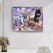 1 件雪中狼钻石画套装，初学者和成人 5D 钻石艺术套装，DIY 全钻钻石画，钻石画艺术套装，适用于家居墙面装饰、手工小礼物、节日纪念品