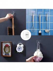 50 paquets de crochets adhésifs en plastique pour photos, clous sans perçage sans trace, crochets muraux adhésifs puissants pour photos et affiches, accessoires de montage de décoration murale