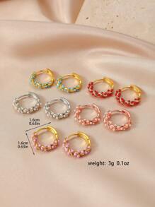 2pcs Minimalist Design Pearl Hoop Earrings, Refined & Vintage Style For Women Daily Wear