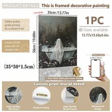 1 件浴缸里的鬼魂，万圣节装饰，鬼魂浴室印刷品，艺术海报印刷品，黑暗学院，复古海报，哥特式绘画，恐怖万圣节墙壁艺术，适用于宿舍、浴室、客厅、房间墙壁装饰，裱框艺术，易于悬挂