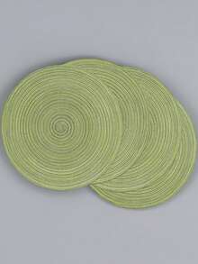 4pcs/6pcs/8pcs/11.8" Round Woven Placemat Set, Washable Kitchen Table Mat, Suitable For Family Gathering, Wedding, Party - Green - View 1