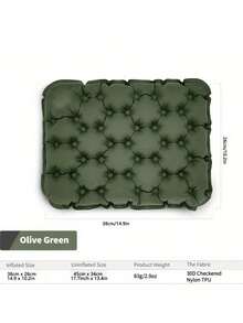 1个超轻便携充气坐垫，耐用尼龙材质，快速充气，0.98英寸可调节气阀，适用于露营、钓鱼和户外活动（17.32x13.39英寸，绗缝纹理），钓鱼坐垫，绗缝纹理 - 彩色 - 查看 3