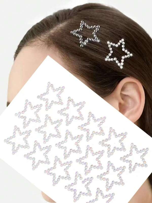 Veelkleurige sterrengezichtsjuwelen, stickers met strass-steentjes voor op de ogen voor feestjes, haardecoratie, lichaamsdecoratie, stickers met vijfpuntige sterren, creatieve stickers voor fotoalbums, decoratie voor optredens, stickers met acrylkristallen diamanten, decoratie van lichaamsjuwelen