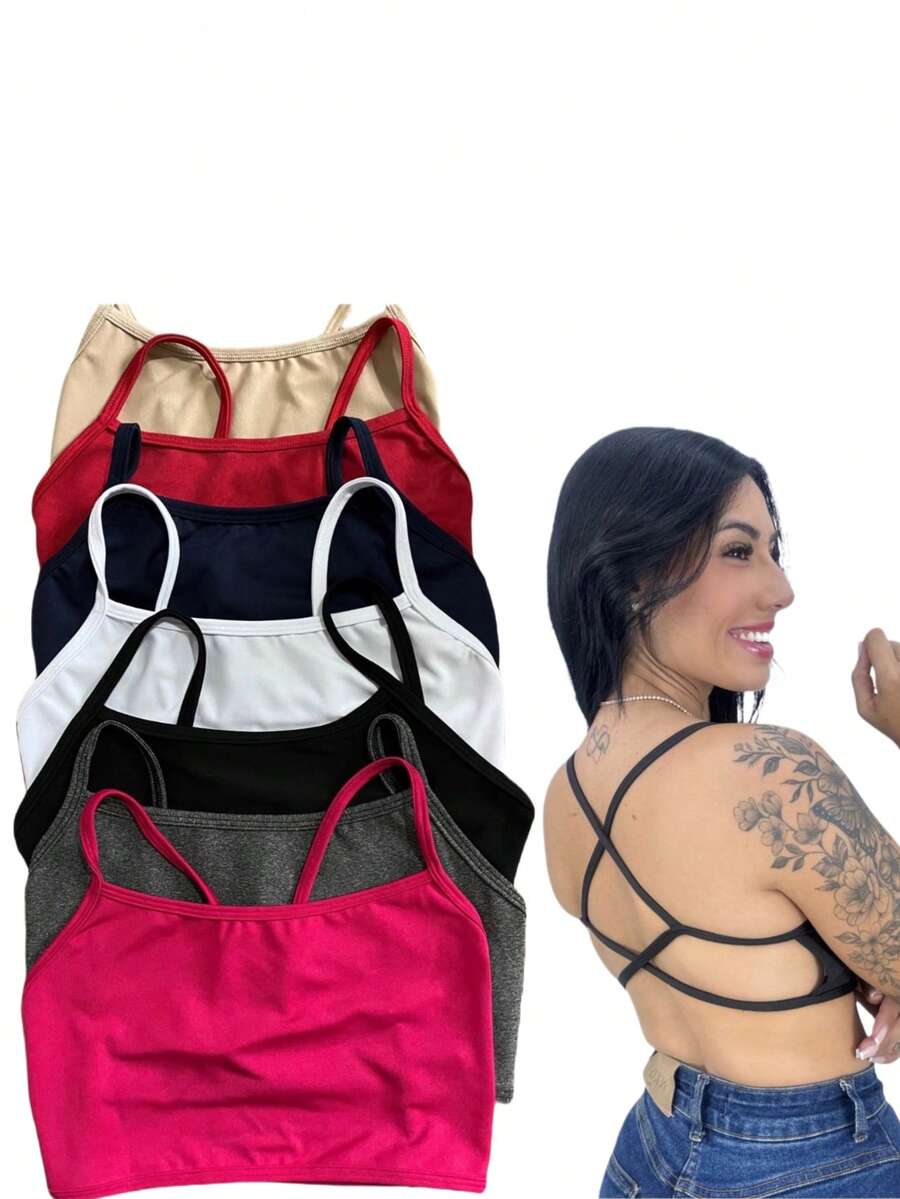 Kit 5 top transpassado Costa nua fitness e casual sem bojo modinha gringa