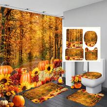 1pc/4pcs Green Christmas Shower Curtain Set: Santa Claus Bathtub Gift Theme, Elegant Housewarming Shower Curtain Gift, Modern Home Bathroom Decor Curtain, Shower Curtain With 12 Hooks, Non-Slip Bath Mat, U-Shaped Toilet Mat, Toilet Lid Cover, Bathroom Decor Set